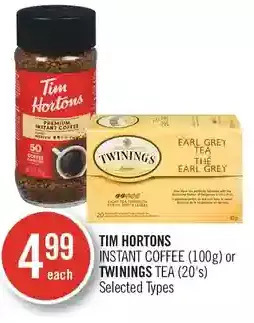 Shoppers Drug Mart Tim hortons instant coffee or twinings tea offer