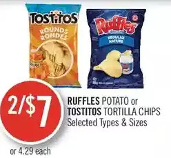 Shoppers Drug Mart Ruffles potato or tostitos tortilla chips offer