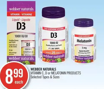 Shoppers Drug Mart Webber naturals vitamin c, d or melatonin products offer