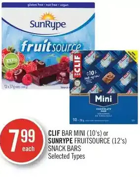 Shoppers Drug Mart Clif bar mini or sunrype fruitsource snack bars offer