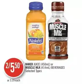Shoppers Drug Mart Naked juice or muscle milk beverages offer