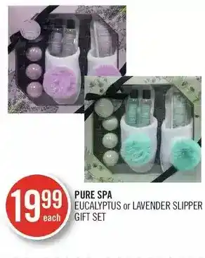 Shoppers Drug Mart Pure spa eucalyptus or lavender slipper gift set offer
