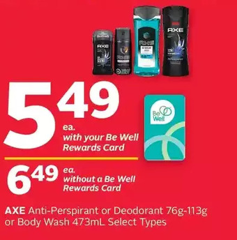 Rexall Axe anti-perspirant or deodorant or body wash offer