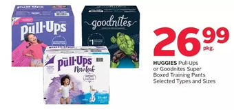 Rexall Huggies pull-ups or goodnites super boxed training pants offer