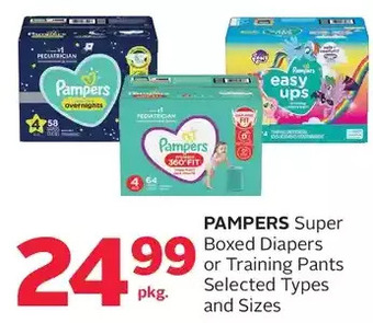 Rexall Pampers super boxed diapers or training pants offer