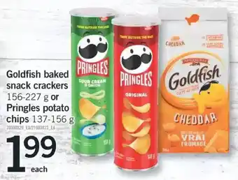 Fortinos Goldfish baked snack crackers or pringles potato chips offer