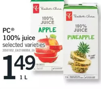 Fortinos Pc 100% juice offer