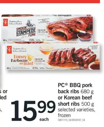 Fortinos Pc bbq pork back ribs or korean beef short ribs offer