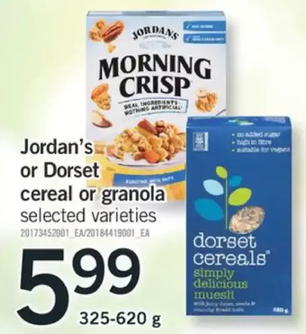 Fortinos Jordan's or dorset cereal or granola offer