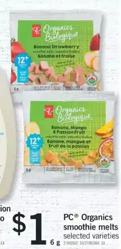 Fortinos Pc organics smoothie melts offer