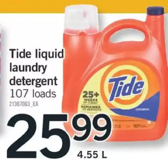 Fortinos Tide liquid laundry detergent offer