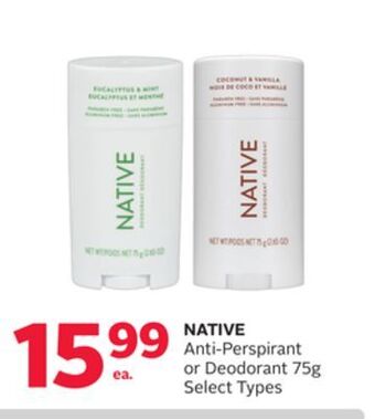Rexall Native anti-perspirant or deodorant offer