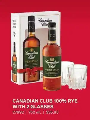 LCBO Canadian club 100% rye with 2 glasses offer