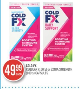 Shoppers Drug Mart Cold fx regular (150's) or extra strength (100's) capsules offer