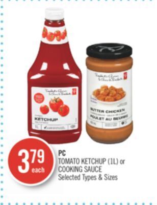Shoppers Drug Mart Pc tomato ketchup (1l) or cooking sauce offer