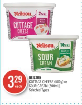Shoppers Drug Mart Neilson cottage cheese (500g) or sour cream (500ml) offer