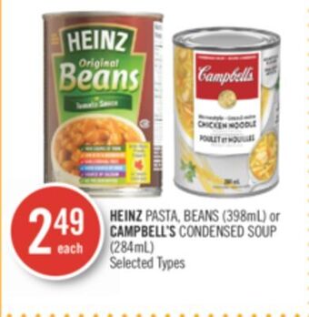 Shoppers Drug Mart Heinz pasta, beans (398ml) or campbell's condensed soup (284ml) offer