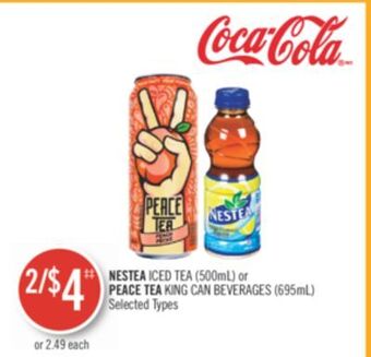 Shoppers Drug Mart Nestea iced tea (500ml) or peace tea king can beverages (695ml) offer