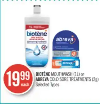 Shoppers Drug Mart Biotène mouthwash (1l) or abreva cold sore treatments (2g) offer