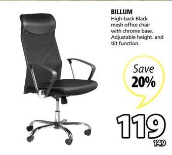 JYSK Billum high-back black mesh office chair offer