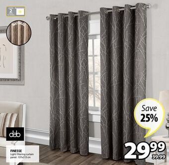 JYSK Finesse light filtering curtain panel offer