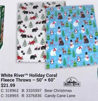 White river™ holiday coral fleece throws-50""