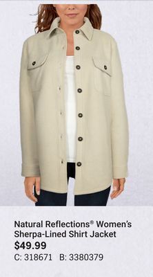 Natural reflections® women's sherpa-lined shirt jacket