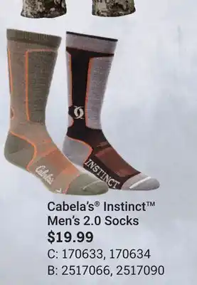 Cabela's® instinct men's 2.0 socks