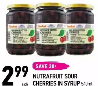 Coppa's Fresh Market Nutrafruit sour cherries in syrup offer