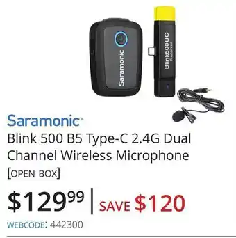 Vistek Saramonic 500 b5 type-c 2.4g dual channel wireless microphone offer