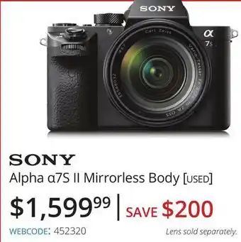 Vistek Sony alpha α7s ii mirrorless body [used] offer