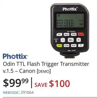 Vistek Phottix odin ttl flash trigger transmitter offer