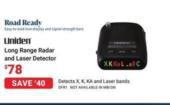 Visions Electronics Uniden long range radar and laser detector offer