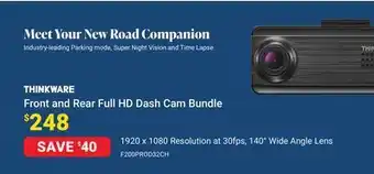 Visions Electronics Thinkware front and rear full hd dash cam bundle offer