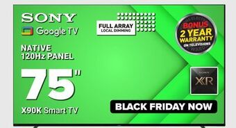 Visions Electronics Sony native 120hz panel 75" x90k smart tv offer
