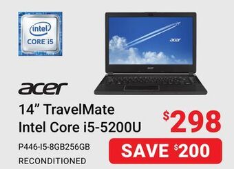 Visions Electronics Acer 14" travelmate intel core i5-5200u offer