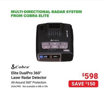 Visions Electronics Cobra elite dualpro 360° laser radar detector offer