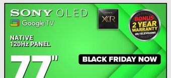 Visions Electronics Sony native 120hz panel 77" a80k smart tv offer