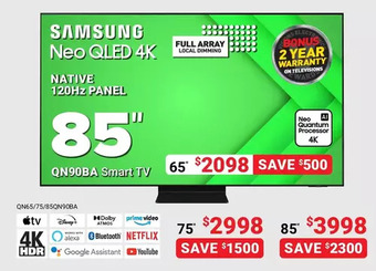 Visions Electronics Samsung neo qled 4k smart tv 85" offer