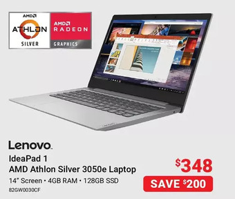 Visions Electronics Lenovo ideapad 1 amd athlon silver 3050e laptop offer
