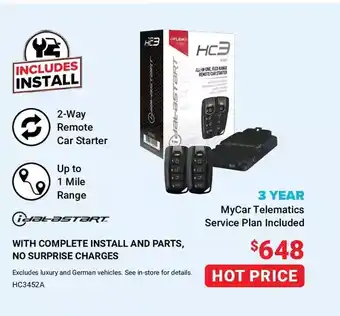 Visions Electronics Hc3 2-way remote car starter offer