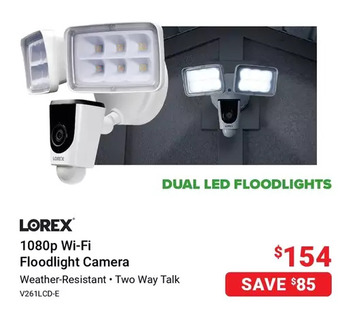 Visions Electronics Lorex 1080p wi-fi floodlight camera offer