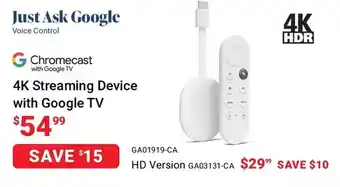 Visions Electronics 4k streaming device with google tv offer