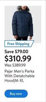 Walmart Pajar men's parka with detatchable hood|m-xl offer