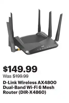 Best Buy D-link wireless ax4800 dual-band wi-fi 6 mesh router (dir-x4860) offer