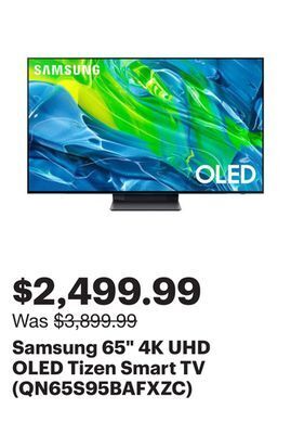 Best Buy Samsung 65" 4k uhd oled tizen smart tv (qn65s95bafxzc) offer