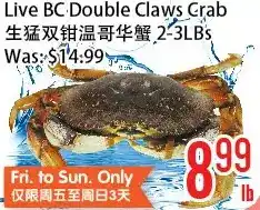Bestco Food Mart Live bc double claws crab offer