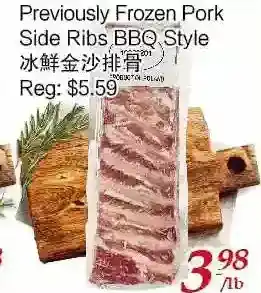 Tone Tai Supermarket Previously frozen pork side ribs bbq style offer