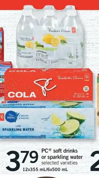 Fortinos PC Soft Drinks or Sparkling Water offer