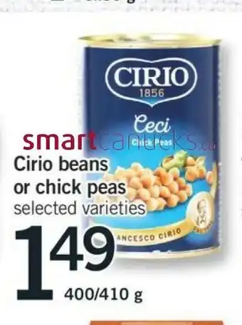 Fortinos Cirio Beans or Chick Peas offer